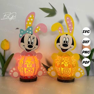 Lot de 2 lanternes de Pâques souris, lanterne de Pâques PDF, SVG, modèle Studio - bricolage Pâques papier découpé modèle - lanterne de Pâques pour décorations de Pâques
