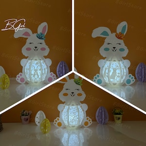 Pack 3 Gabarits en papier découpé Joyeuses Pâques - Lanterne oeuf de Pâques lapin pour décorations de Pâques - Lanterne lapin bricolage PDF, SVG, modèle Studio