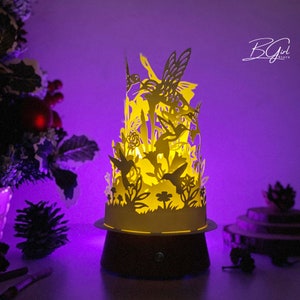 Kolibrie papier gesneden koepel lantaarn lichtbak sjabloon, 3D lantaarn papier gesneden lichtbak svg-bestand DIY, snijden Cricut, svg sjabloon Cricut