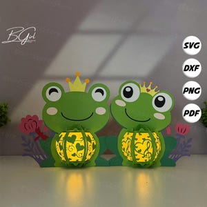 Lanterne grenouille PDF, SVG, modèle Studio - bricolage grenouille papier découpé modèle - lanterne grenouille pour décorations animales