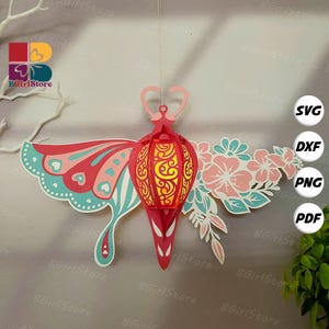 Butterfly Flower Lantern PDF, SVG, Studio Template - DIY Butterfly Paper Cut Template - Butterfly Lantern for Home Decorations 2