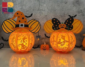 Pack 2 Mouse Halloween Lantern PDF, SVG, Studio Template - DIY Mouse Paper Cut Template - Mouse Lantern for Halloween Decorations