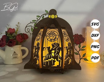 Princess Lantern PDF, SVG, Studio Template - DIY Princess Paper Cut Template - Princess Lantern for Christmas Decorations 3