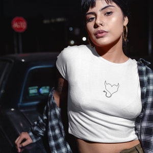 Devil Heart Crop Top | Crop Top Aesthetic | Crop Tops | Summer Crop Top | Crop Top For Women | Crop Top Graphic | Crop Top Tee | Crop Top