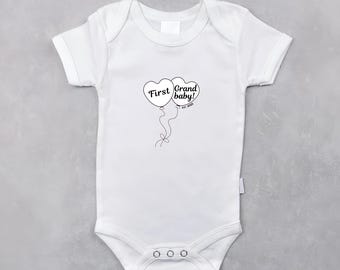 First Grandbaby Onesie: Cotton Baby Announcement Bodysuit
