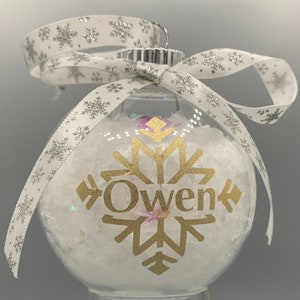 Personalized Name Snowflake Bulb Christmas Ornament