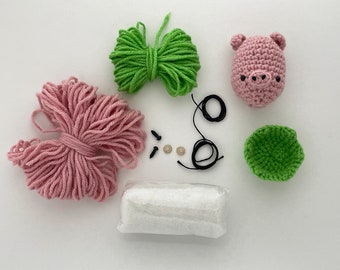 Pig Crochet Kit - Pig Egg Amigurumi Kit, Gift Kit for Crocheters