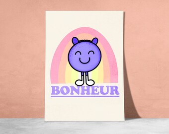 Cartel de ilustración para niños "Felicidad" / Imprimir / Ilustración / Obras de arte / Quebec / Niños