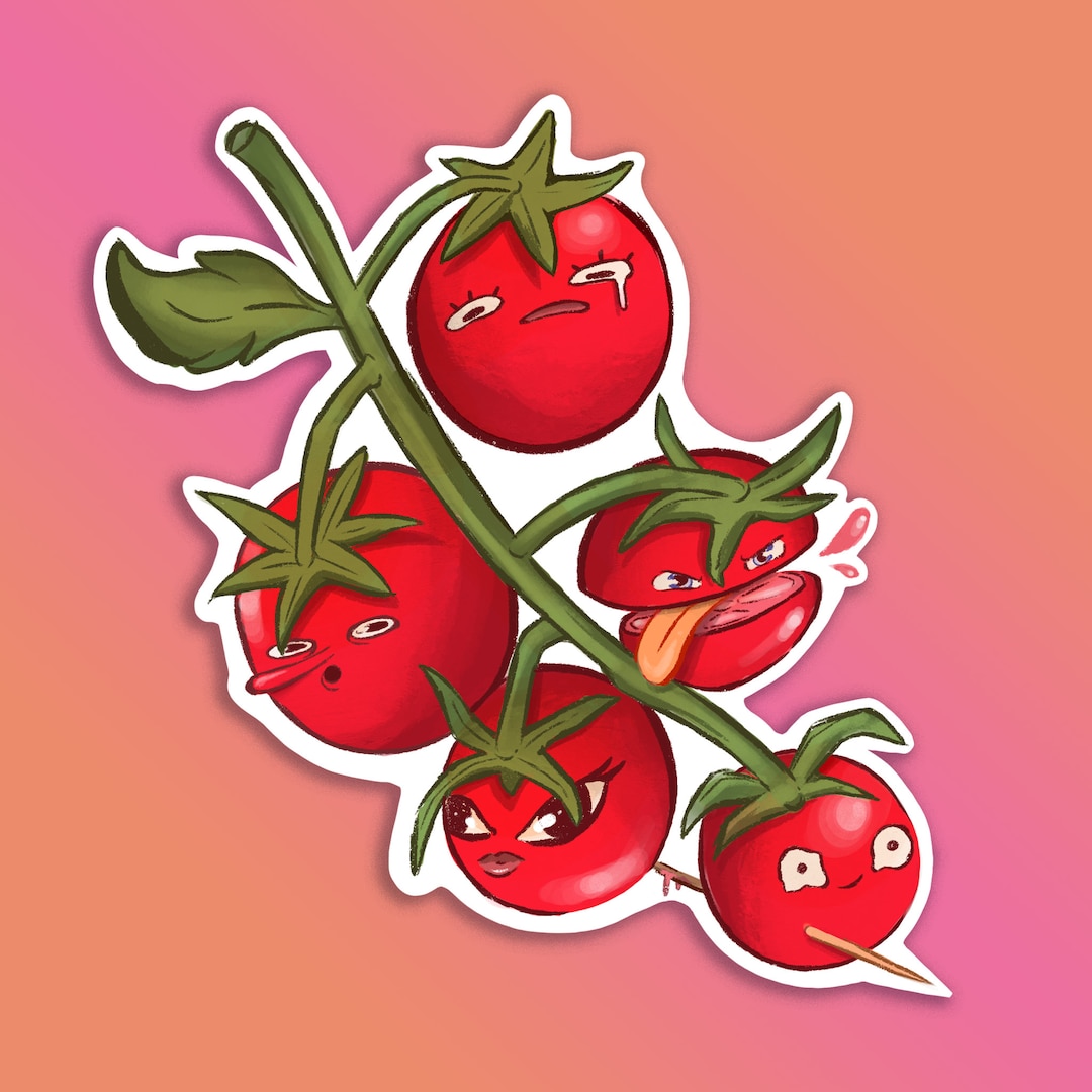 Cherry Roma Tomato Personalities, Character Design Vinyl Sticker - Etsy