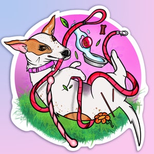 crazy cartoon Jack Russel dog sticker