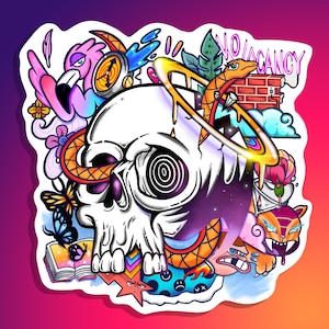 adesivo de vinil arte de graffiti de caveira 'sem vagas'