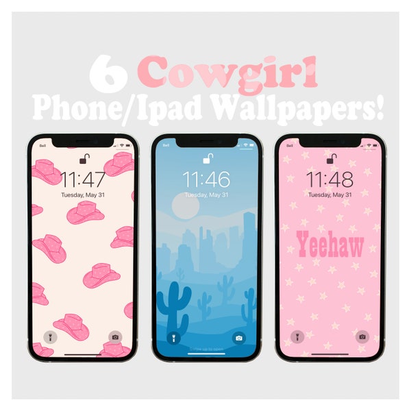 6 Cowgirl Inspired Phone/Ipad Wallpapers - Digital Download