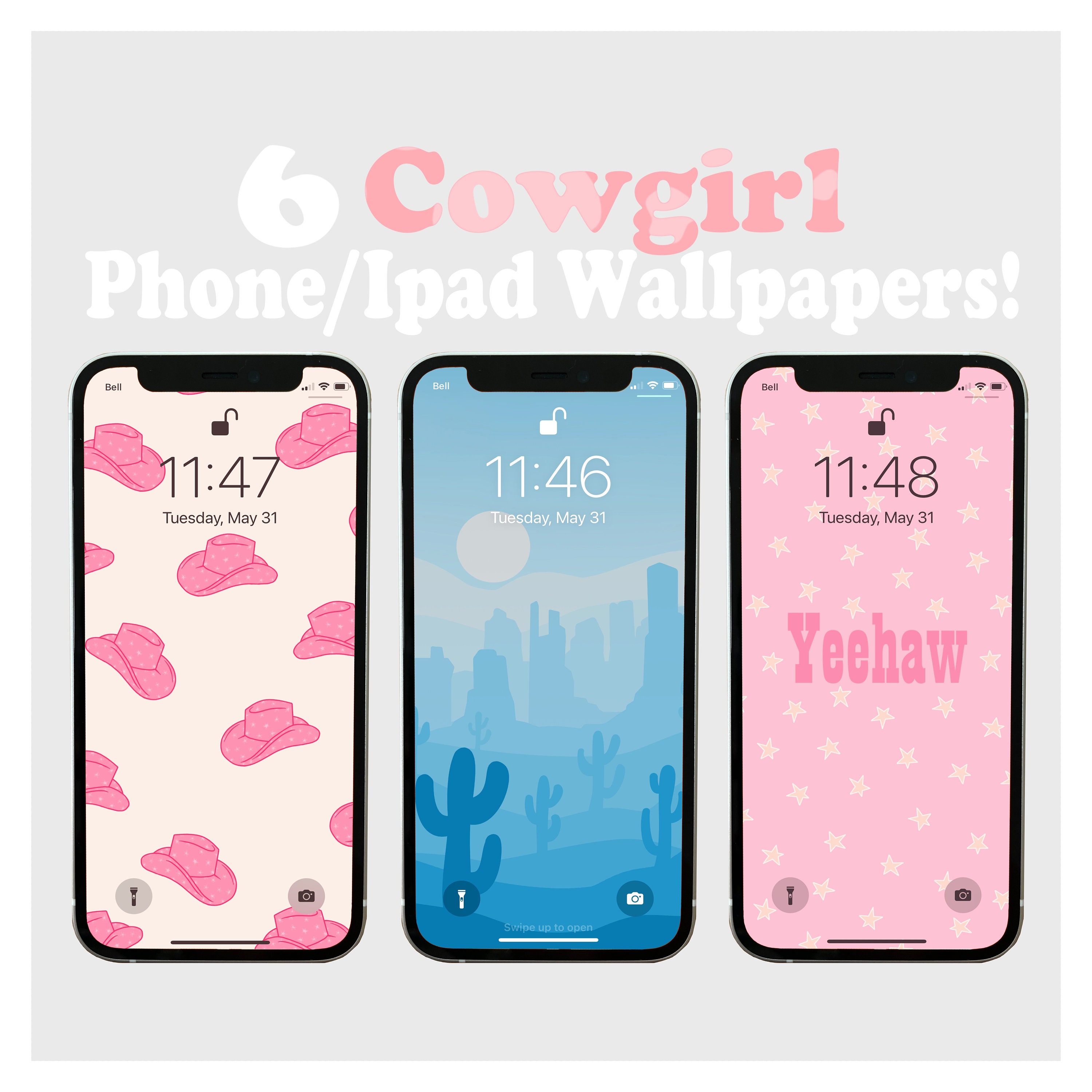 6 Cowgirl Inspired Phoneipad Wallpapers Digital Download  Etsy Ireland