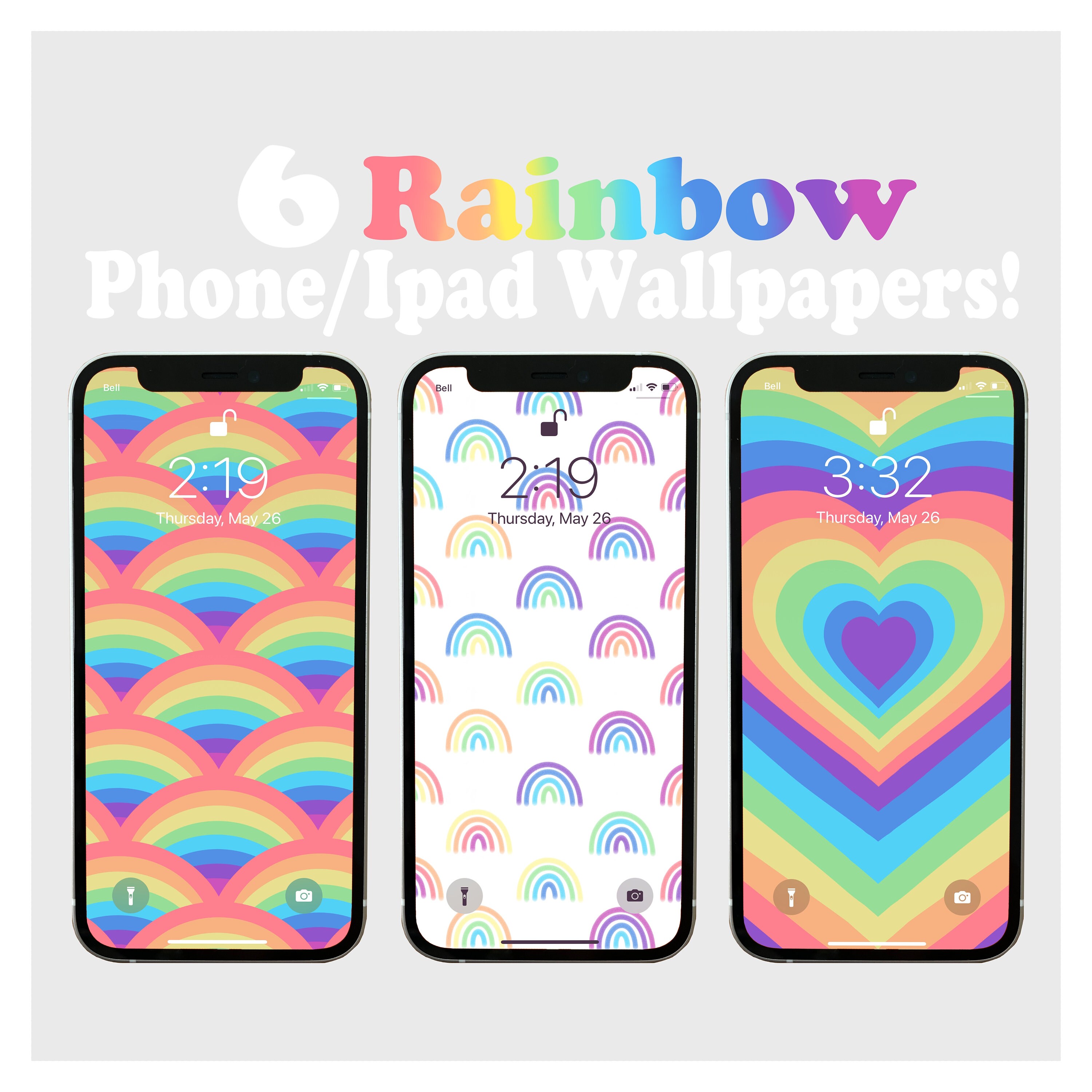 6 Rainbow Phone/ipad Wallpapers Digital Download Etsy
