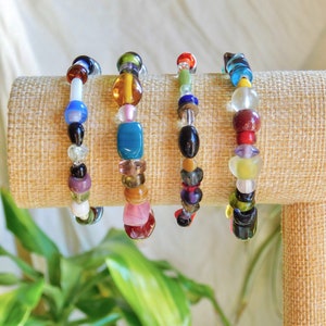 funky mixed ceramic and glass beaded bracelet