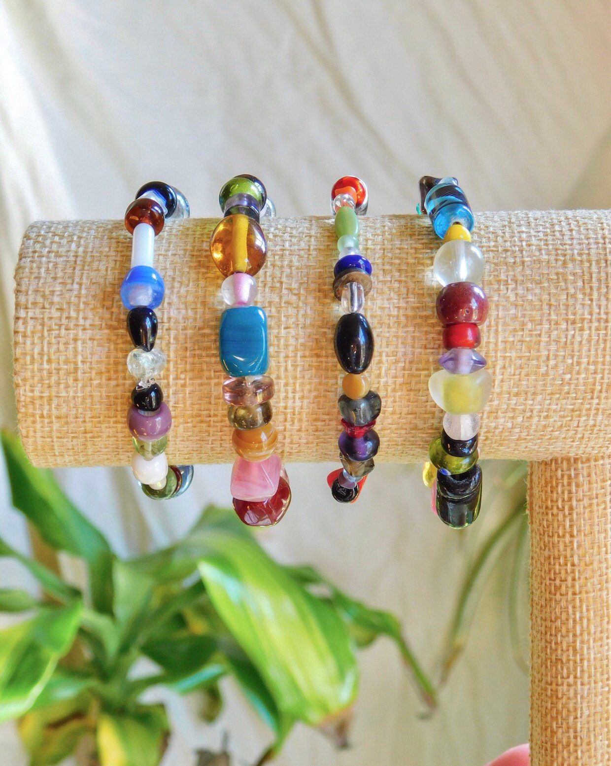 Stretch Beaded Bracelet, Stretch Colored Beads Bracelet, Handmade Tila Beads  Bracelet for Women, Stackable Bracelet, Boho Bracelet 