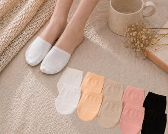 Cotton Toe Topper Mule Socks: Breathable No-Show Liner Socks (5 Pairs)