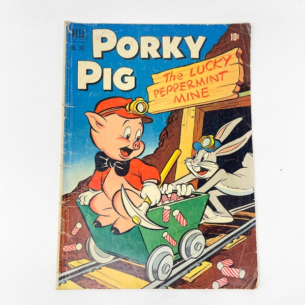 Looney Tunes Porky Pig The Lucky Peppermint Mine Comic Book #342 - Dell Comics - 1951