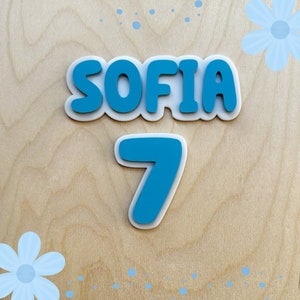 Bluey Name and Age Cake Charm Set, Bluey Cake Topper