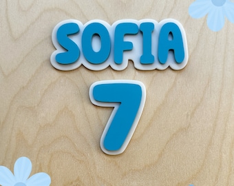 Bluey Name and Age Cake Charm Set, Bluey Cake Topper