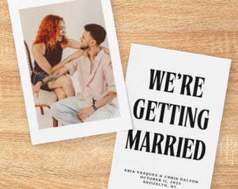 Photo Save the Date Template • Bold Retro Typography  • Cool Modern Good Vibes Minimalist Canva Template