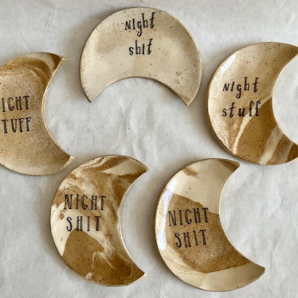 NIGHT MOVES: Handmade, Hand-Built Ceramic Crescent Moon Dishes For Your "Night Stuff" - Retainers! Medication! Ear Plugs! Night Stuff!
