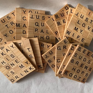 TRIPLE WORD SCORE: Scrabble Tile Drink Coasters - Beer & Wine Adjectives, Drunk Coasters, Semi-Motivational, And Celebrating Wife Guys