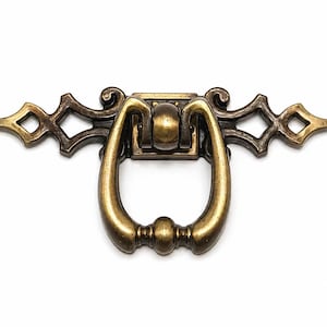 Vintage Antique English Finish Cabinet Knob with Backplate | Amerock Drop Bail Pull