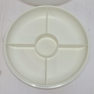 Vintage Tupperware Round Divided Storage Container & Serving Tray with Lid