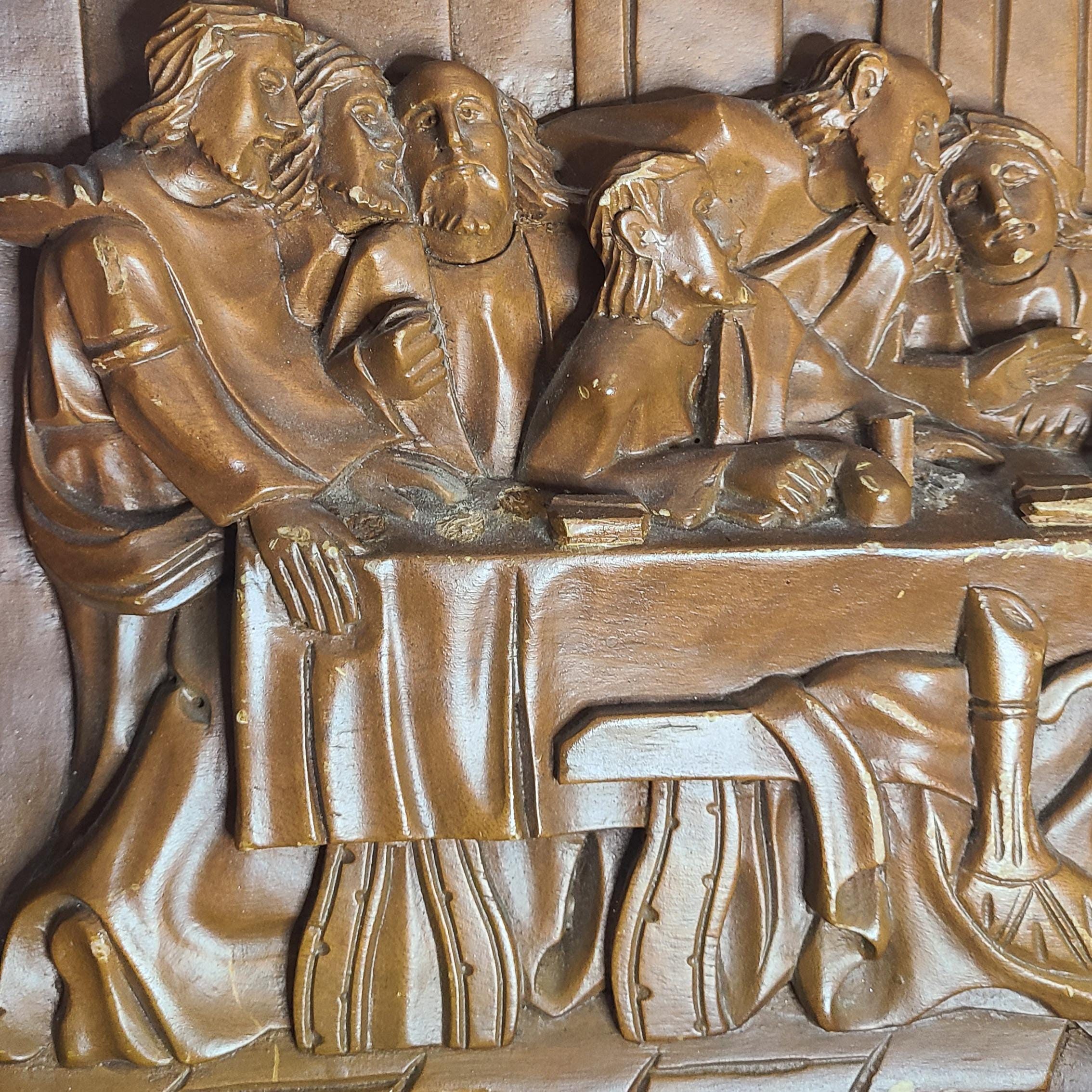 Vintage the Last Supper Hand Carved Wood Wall Plaque: Religious Decor ...