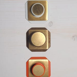 Vintage Orange & Brass Drawer Knob: Retro Cabinet Hardware