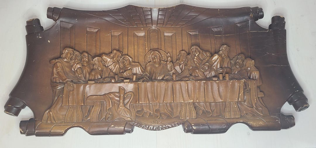 Vintage the Last Supper Hand Carved Wood Wall Plaque: Religious Decor ...