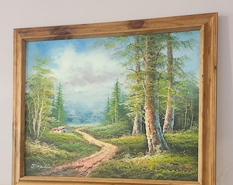 J Medina Oil Painting Cabin Lake House 8