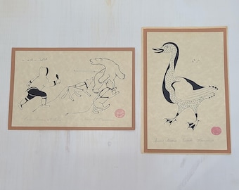 Inuit Art Polar Bear at Bay, Enook Manomie, Hand Signed and Titled