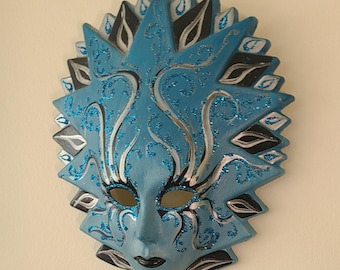 Máscara de pared de cerámica vintage / Arte de pared estilo veneciano de mediados de siglo