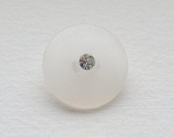 Botones vintage de lucita esmerilada / Centro de diamantes de imitación / 22,8 cm / Juego de 4 / Mediados de siglo