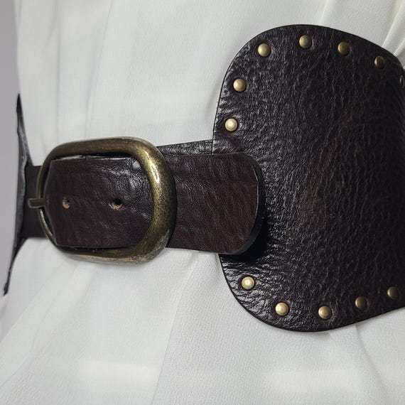 Vintage French Connection Dark Brown Leather Wide Waist Belt. Y2k Vintage Designer Belts. Etsy