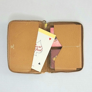 Vintage Pigskin Leather Bridge Card Game Zipup Case. Twin Deck Playing Cards.