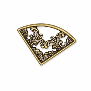 Vintage Brass Drawer Pull. Decorative Ornate Triangle, Triangular Handle. Cut-out, Filigree Design