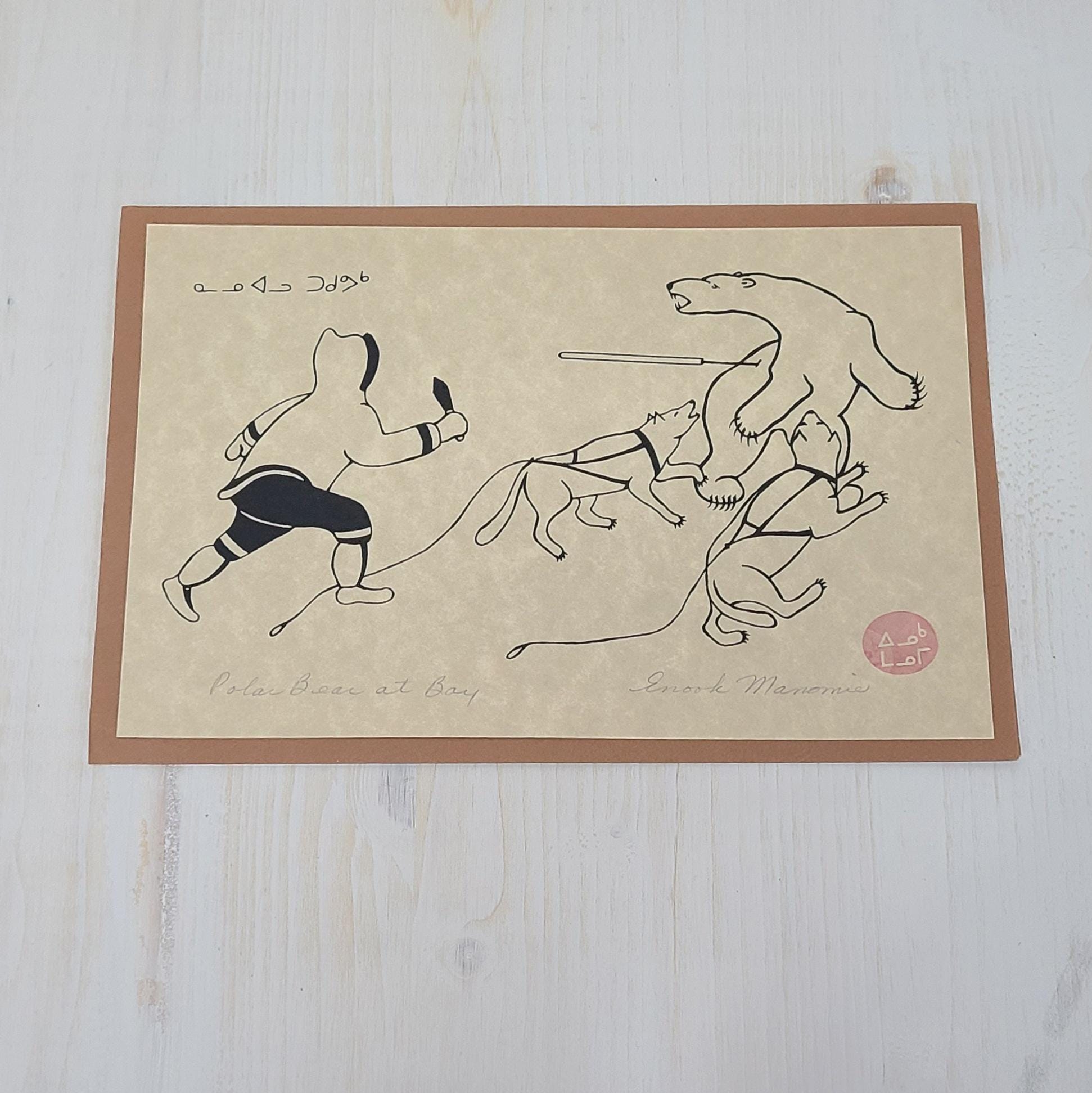【アート】Enook Manomie&Jackson Beardy&Norval Vintage Inuit Art Cards: Polar Bear & Snow Goose by Enook