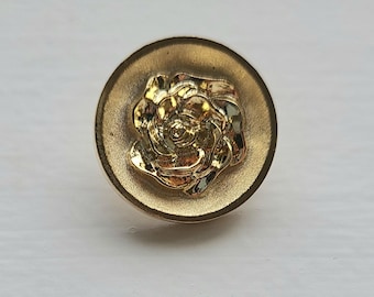 Botones vintage de oro con forma de rosa / Metal floral / Juego de 7 / Botones con vástago
