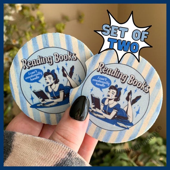 Reading Books, Car Accessories, Car Coasters Pack, Car Cupholder Coasters, Book Lover, Bookworm, Vintage Style, Pop Art
