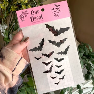 Bats Car Decal, Goth Car Accessories, Goth Car Sticker, Goth Car Decals, Goth Car Decor, Halloween Car Decal, Spooky Aesthetic, Vinyl Decal
