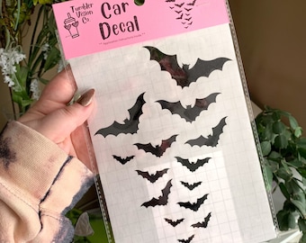 Bats Car Decal, Goth Car Accessories, Goth Car Sticker, Goth Car Decals, Goth Car Decor, Halloween Car Decal, Spooky Aesthetic, Vinyl Decal