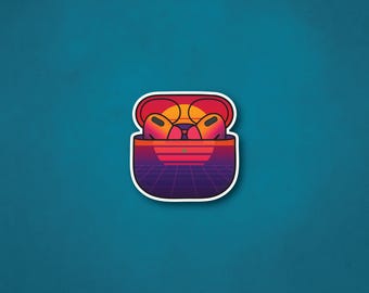 AirPod Sticker | Retro Synthwave | Waterproof Sticker
