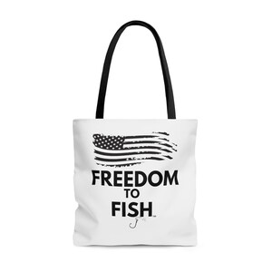 Freedom to Fish Tote Bag, Angelmädchen, Fisch Geschenk für sie, Frauen Angelliebhaber