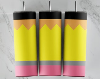 Pencil Tumbler Design  | Straight Design | Great for 20oz tumblers | Great for Sublimation or Tumbler Wraps