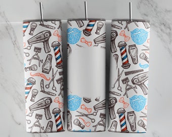 Barbershop Tumbler Design, 20oz Skinny Tumbler Wrap, Tumbler Template, PNG Digital Download, Great for Sublimation or Wraps, Barber