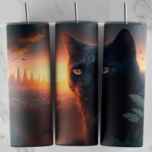 黒猫タンブラーデザイン、20オンススキニー昇華画像、ビニールカップラップ、ウォータースライド、ウォーターカップ、個人および商業用、メタルカップ