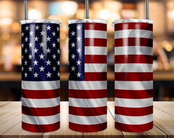 American Flag Tumbler Design, 20oz Skinny Tumbler Wrap, Tumbler Template, PNG Digital Download, Great for Sublimation or Wraps, Usa